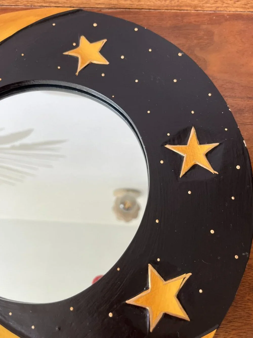90s Y2K Crescent Moon & Stars Wall Mirror Celestial Whimsigoth EDGE PAINT WEAR